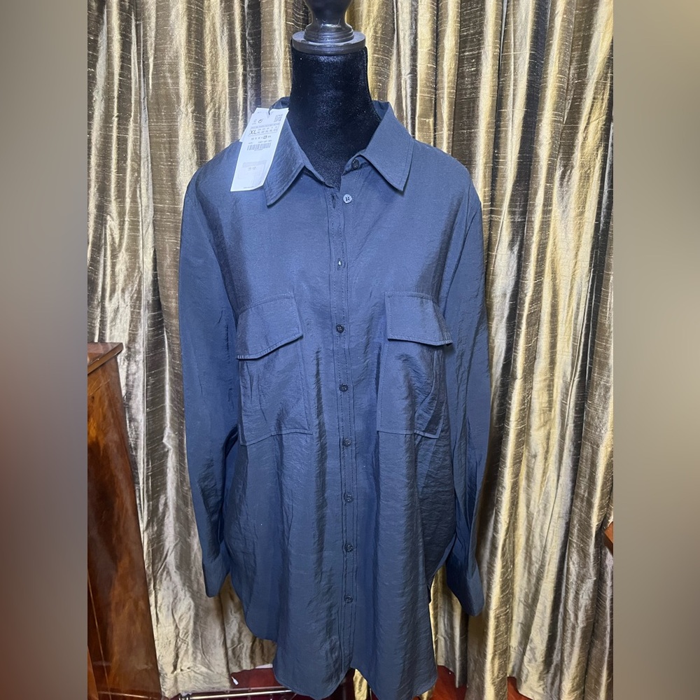 NWT ZARA LONG BLACKL SHIRT